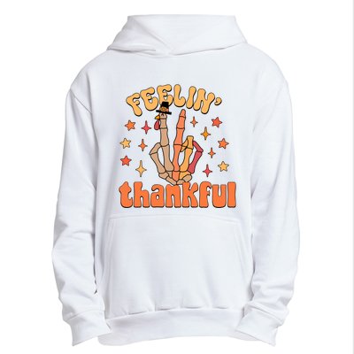 Feelin Thankful Turkey Skeleton Hand Thanksgiving Urban Pullover Hoodie