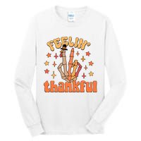 Feelin Thankful Turkey Skeleton Hand Thanksgiving Tall Long Sleeve T-Shirt