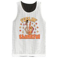 Feelin Thankful Turkey Skeleton Hand Thanksgiving Mesh Reversible Basketball Jersey Tank