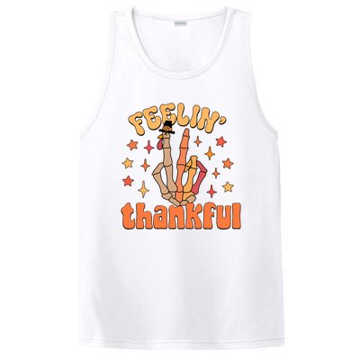 Feelin Thankful Turkey Skeleton Hand Thanksgiving PosiCharge Competitor Tank