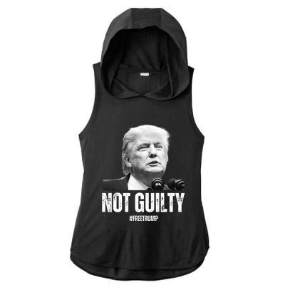 Free Trump. Trump Not Guilty, Pro Trump Supporter Ladies PosiCharge Tri-Blend Wicking Draft Hoodie Tank