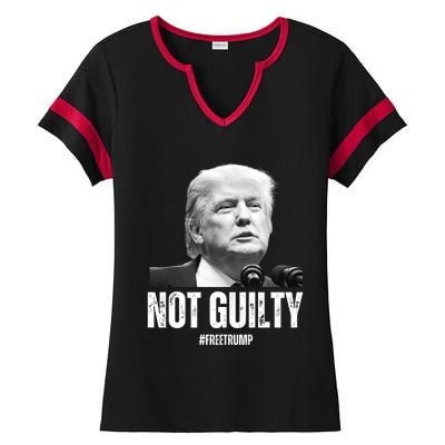 Free Trump. Trump Not Guilty, Pro Trump Supporter Ladies Halftime Notch Neck Tee