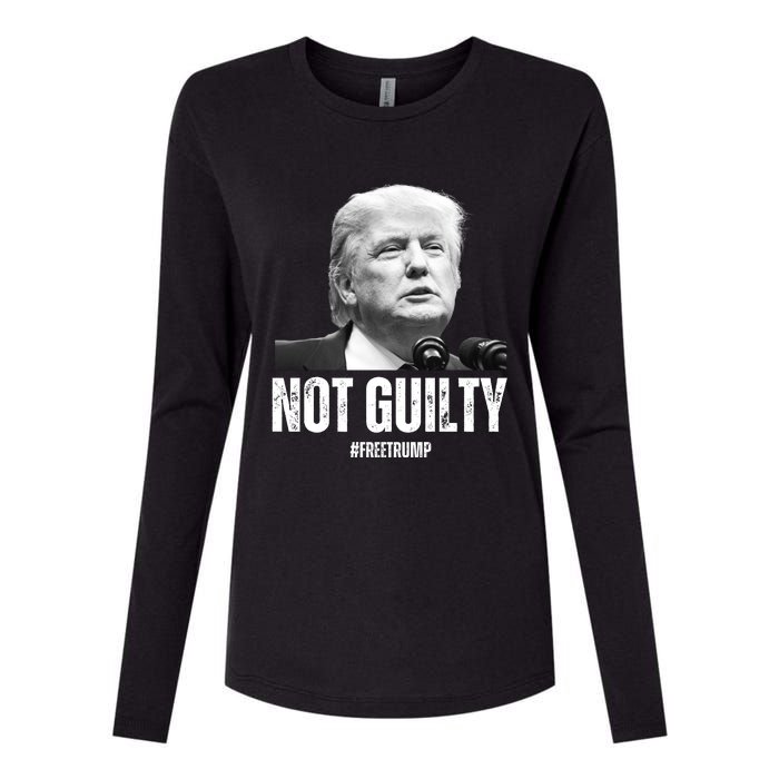 Free Trump. Trump Not Guilty, Pro Trump Supporter Womens Cotton Relaxed Long Sleeve T-Shirt