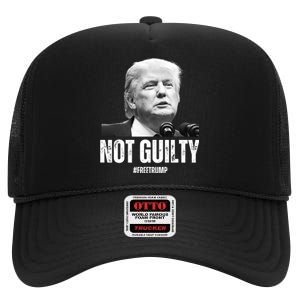 Free Trump. Trump Not Guilty, Pro Trump Supporter High Crown Mesh Back Trucker Hat