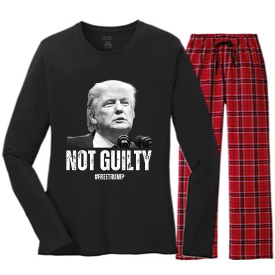 Free Trump. Trump Not Guilty, Pro Trump Supporter Women's Long Sleeve Flannel Pajama Set 