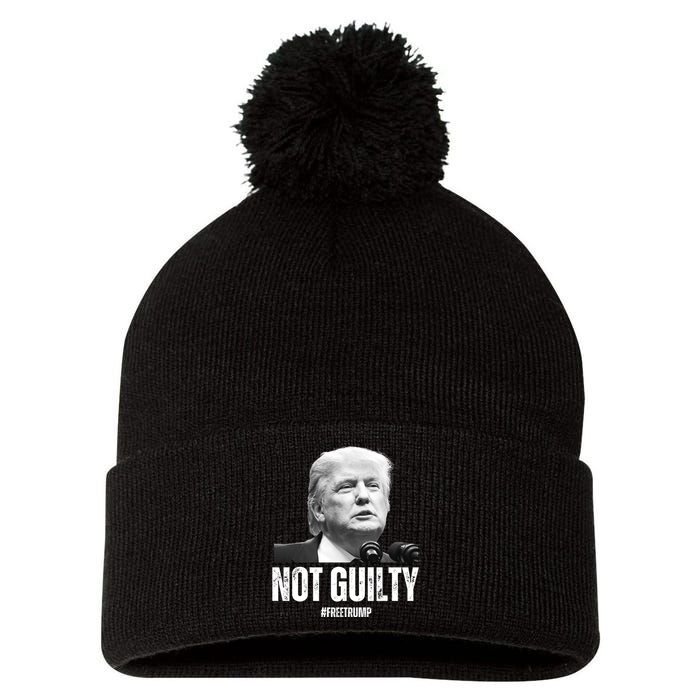 Free Trump. Trump Not Guilty, Pro Trump Supporter Pom Pom 12in Knit Beanie