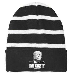 Free Trump. Trump Not Guilty, Pro Trump Supporter Striped Beanie with Solid Band