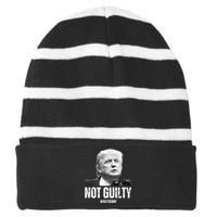 Free Trump. Trump Not Guilty, Pro Trump Supporter Striped Beanie with Solid Band