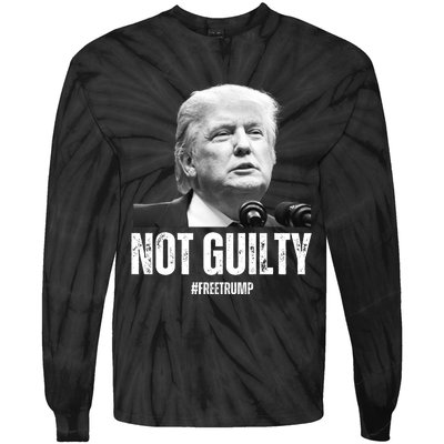 Free Trump. Trump Not Guilty, Pro Trump Supporter Tie-Dye Long Sleeve Shirt