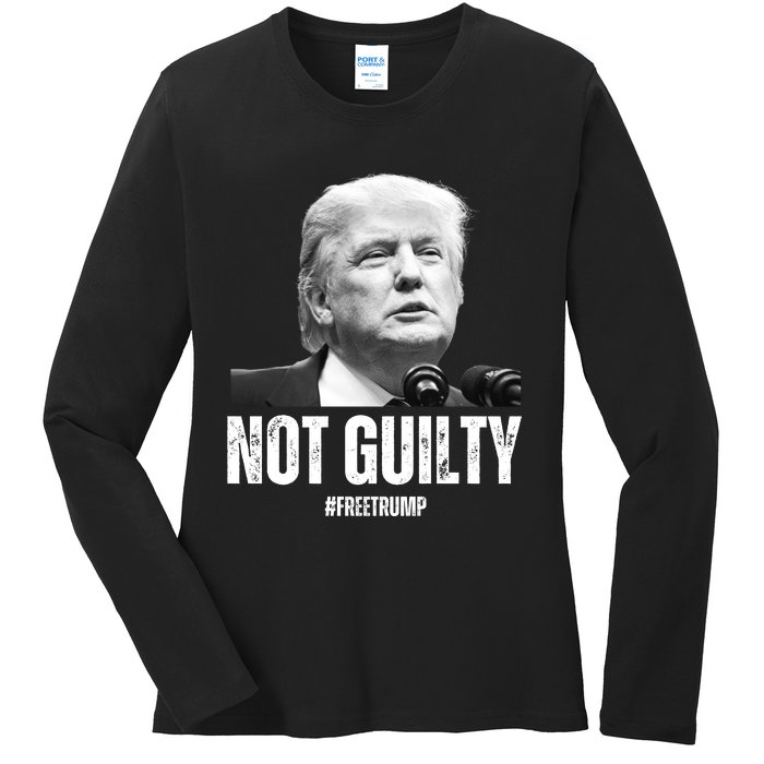 Free Trump. Trump Not Guilty, Pro Trump Supporter Ladies Long Sleeve Shirt