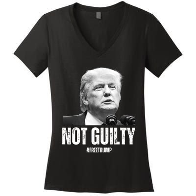 Free Trump. Trump Not Guilty, Pro Trump Supporter Women's V-Neck T-Shirt