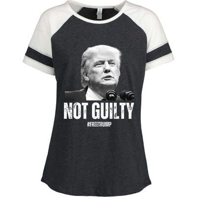 Free Trump. Trump Not Guilty, Pro Trump Supporter Enza Ladies Jersey Colorblock Tee