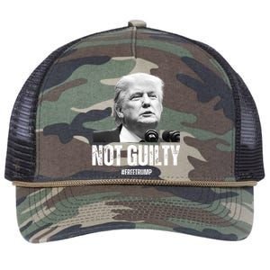 Free Trump. Trump Not Guilty, Pro Trump Supporter Retro Rope Trucker Hat Cap