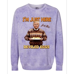 Funny Trump Thanksgiving IM Just Here For The Deviled Eggs Colorblast Crewneck Sweatshirt