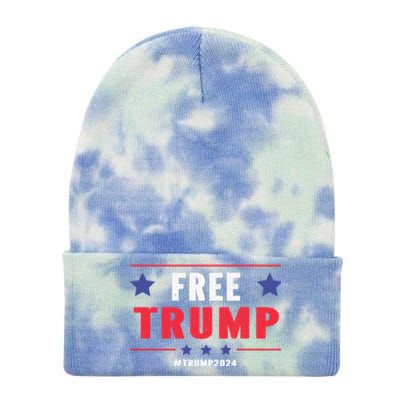 Free Trump Tee Pro Trump 2024 Support Trump Long Sleeve Tie Dye 12in Knit Beanie