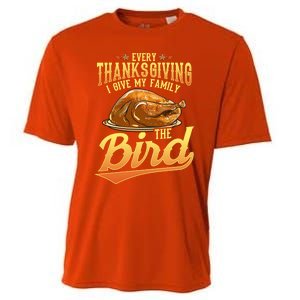 Funny Thanksgiving Turkey I Give My Family The Bird Gift Cooling Performance Crew T-Shirt