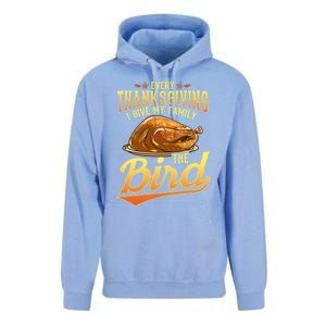 Funny Thanksgiving Turkey I Give My Family The Bird Gift Unisex Surf Hoodie