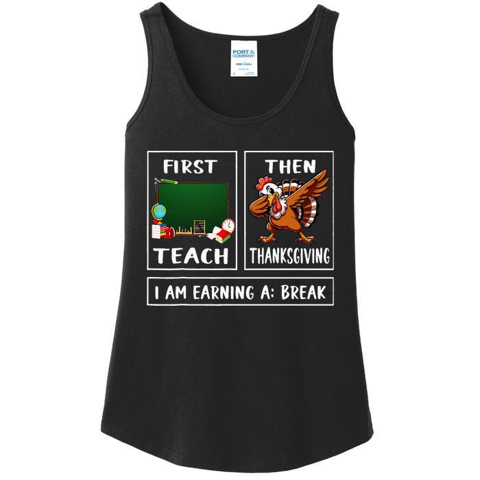 First Teach Then Thanksgiving IM Earning A Break Teacher Ladies Essential Tank