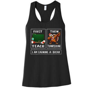 First Teach Then Thanksgiving IM Earning A Break Teacher Women's Racerback Tank