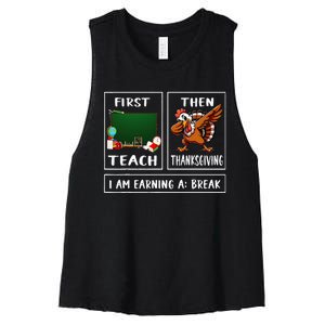 First Teach Then Thanksgiving IM Earning A Break Teacher Women's Racerback Cropped Tank