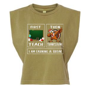 First Teach Then Thanksgiving IM Earning A Break Teacher Garment-Dyed Women's Muscle Tee