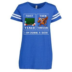 First Teach Then Thanksgiving IM Earning A Break Teacher Enza Ladies Jersey Football T-Shirt