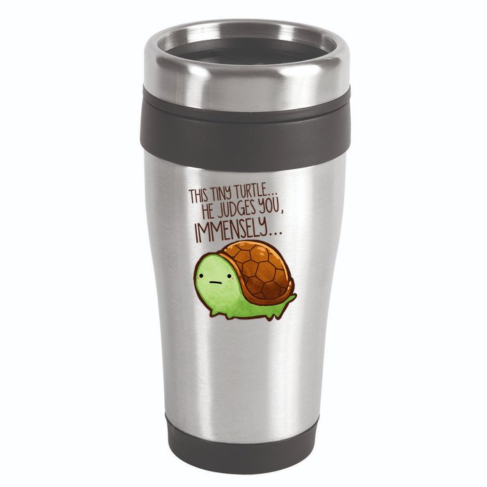 Funny This Tiny Turtle... He Judges You, Immensely. 16oz Travel Tumbler