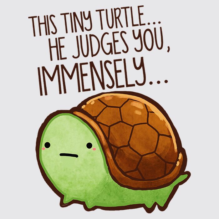 Funny This Tiny Turtle... He Judges You, Immensely. Womens Funnel Neck Pullover Hood