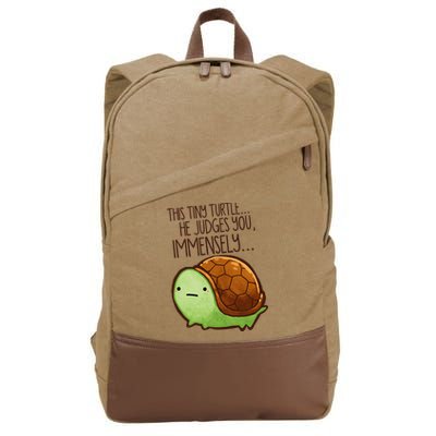 Funny This Tiny Turtle... He Judges You, Immensely. Cotton Canvas Backpack