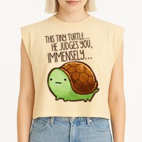 Funny This Tiny Turtle... He Judges You, Immensely. Garment-Dyed Women's Muscle Tee