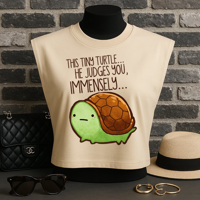 Funny This Tiny Turtle... He Judges You, Immensely. Garment-Dyed Women's Muscle Tee