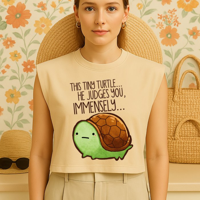 Funny This Tiny Turtle... He Judges You, Immensely. Garment-Dyed Women's Muscle Tee
