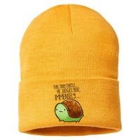 Funny This Tiny Turtle... He Judges You, Immensely. Sustainable Knit Beanie
