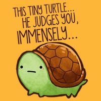 Funny This Tiny Turtle... He Judges You, Immensely. Pom Pom 12in Knit Beanie