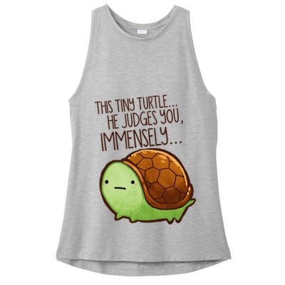Funny This Tiny Turtle... He Judges You, Immensely. Ladies PosiCharge Tri-Blend Wicking Tank