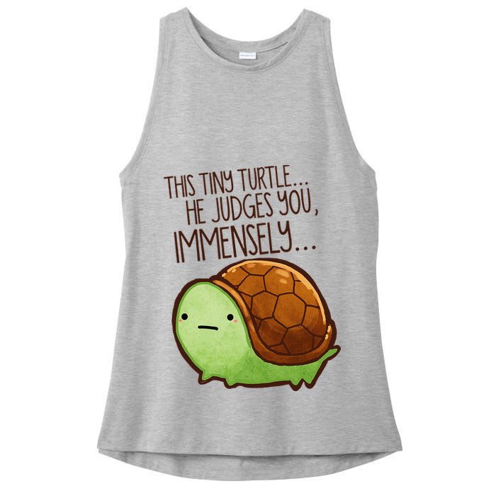 Funny This Tiny Turtle... He Judges You, Immensely. Ladies PosiCharge Tri-Blend Wicking Tank