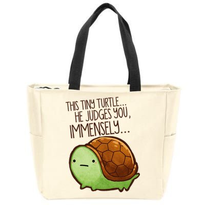 Funny This Tiny Turtle... He Judges You, Immensely. Zip Tote Bag