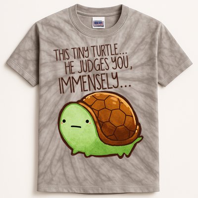 Funny This Tiny Turtle... He Judges You, Immensely. Kids Tie-Dye T-Shirt