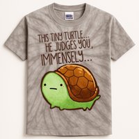 Funny This Tiny Turtle... He Judges You, Immensely. Kids Tie-Dye T-Shirt