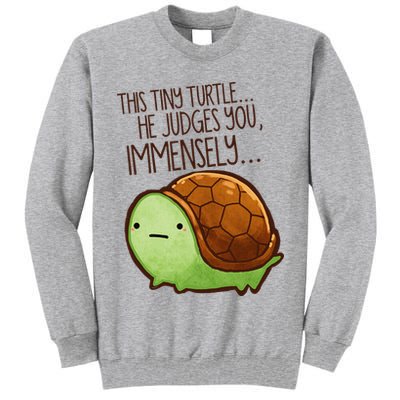 Funny This Tiny Turtle... He Judges You, Immensely. Tall Sweatshirt