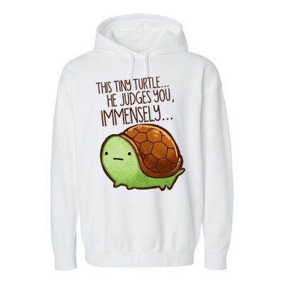 Funny This Tiny Turtle... He Judges You, Immensely. Garment-Dyed Fleece Hoodie