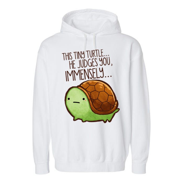 Funny This Tiny Turtle... He Judges You, Immensely. Garment-Dyed Fleece Hoodie
