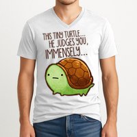 Funny This Tiny Turtle... He Judges You, Immensely. V-Neck T-Shirt