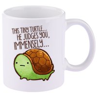 Funny This Tiny Turtle... He Judges You, Immensely. 11oz C Handle Ceramic Mug