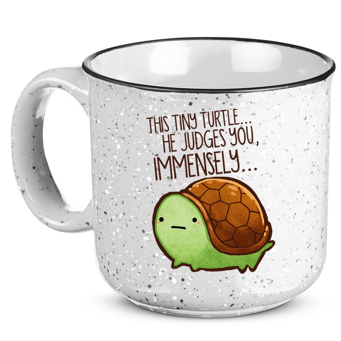 Funny This Tiny Turtle... He Judges You, Immensely. 15oz Campfire Ceramic Mug