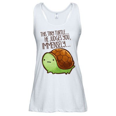 Funny This Tiny Turtle... He Judges You, Immensely. Ladies Essential Flowy Tank