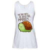 Funny This Tiny Turtle... He Judges You, Immensely. Ladies Essential Flowy Tank