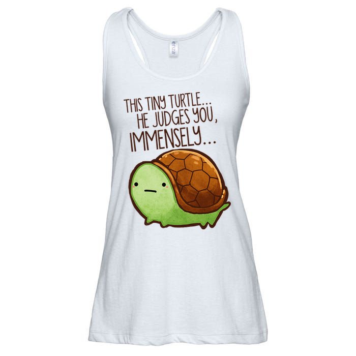 Funny This Tiny Turtle... He Judges You, Immensely. Ladies Essential Flowy Tank