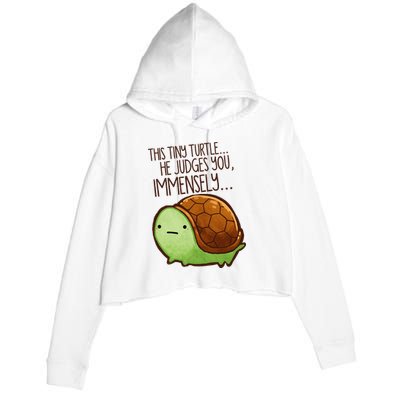 Funny This Tiny Turtle... He Judges You, Immensely. Crop Fleece Hoodie