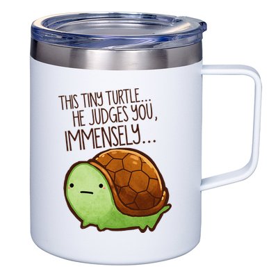 Funny This Tiny Turtle... He Judges You, Immensely. 12oz Stainless Steel Coffee Mug